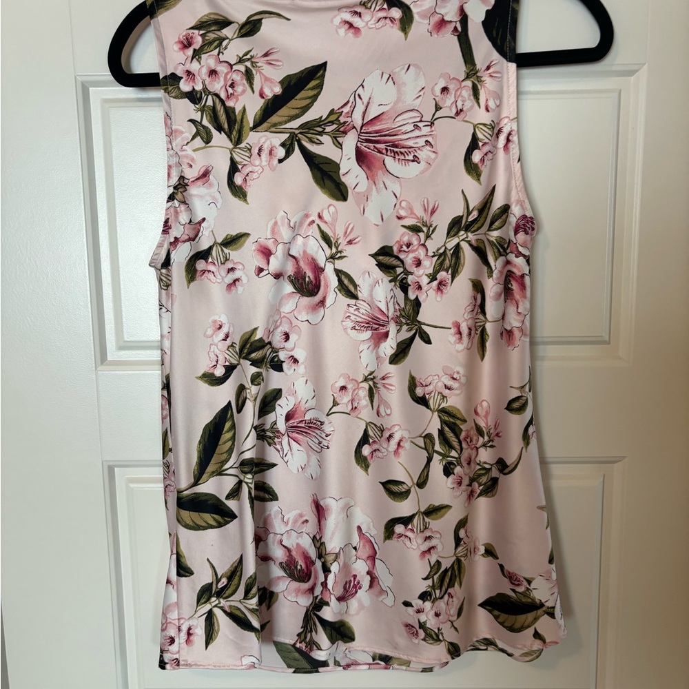 White House Black Market Pink Floral Cowl Neck Blouse - Picture 5 of 8